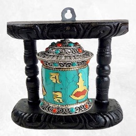 Moulin à prières tibétain Yeux du Bouddha Objets rituels bouddhistes 5997.2