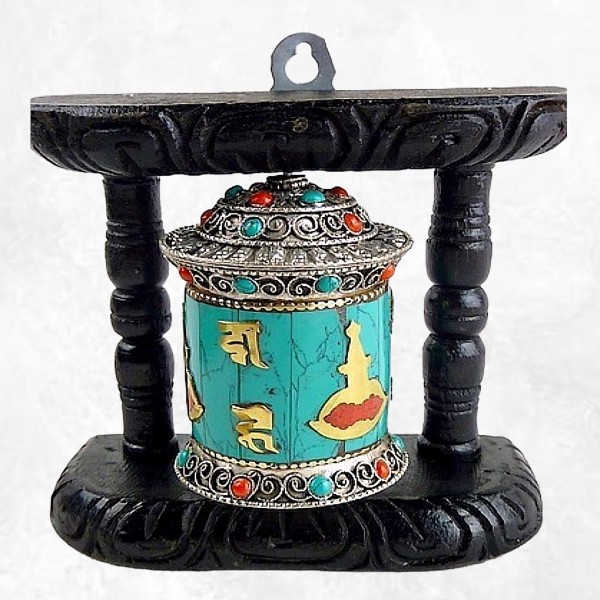 Moulin à prières tibétain Yeux du Bouddha Objets rituels bouddhistes 5997.2