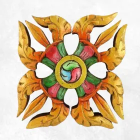 Double dorjé mural en bois peint - Artisanat tibétain bouddhiste