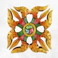 Double dorjé mural en bois peint - Artisanat tibétain bouddhiste