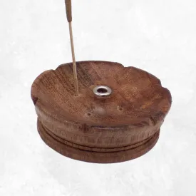 Porte-encens tibétain bhoutanais Lotus en bois naturel - Porte-encens tibétains