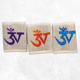 Portefeuille porte-monnaie Om tibétain chanvre brodé Sacs tibétains et indiens PMC2