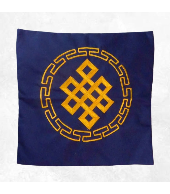 Housse de coussin Noeud sans fin couleur bleu nuit Housse de coussin bouddhiste HCM6