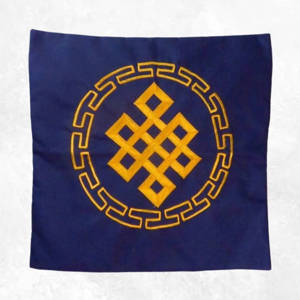 Housse de coussin Noeud sans fin couleur bleu nuit Housse de coussin bouddhiste HCM6