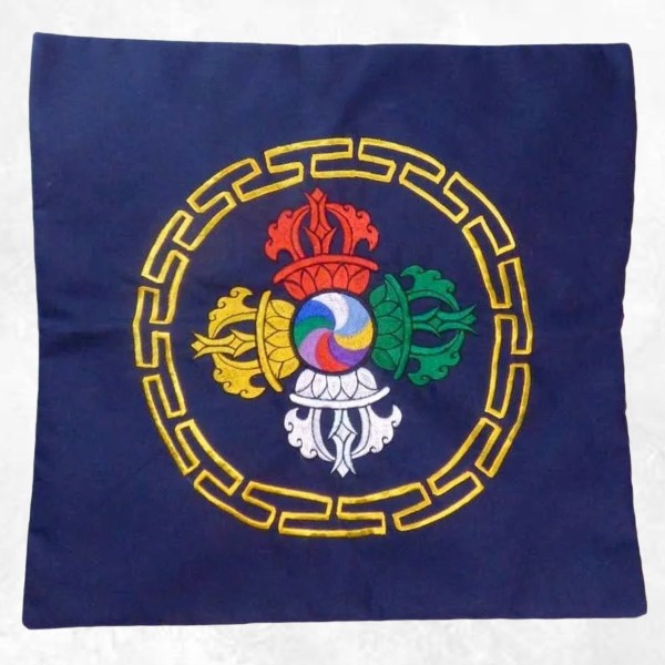 Housse de coussin double dordjé couleur bleu nuit Housse de coussin bouddhiste HCM5