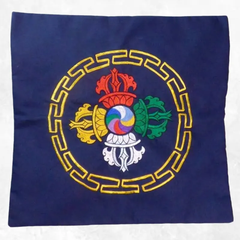 Housse de coussin double dordjé couleur bleu nuit - Housse de coussin bouddhiste
