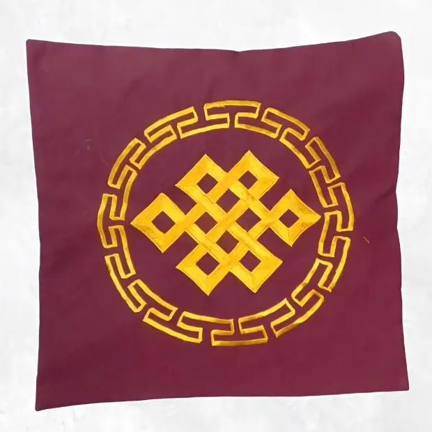 Housse de coussin Noeud sans fin bordeau - Housse de coussin bouddhiste
