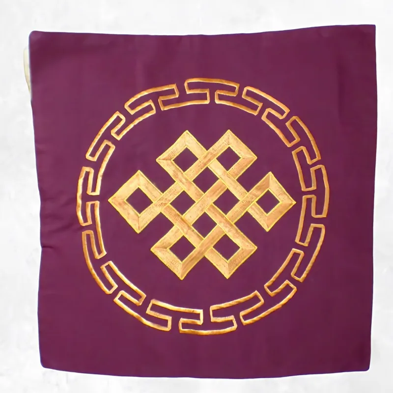 Housse de coussin bordeau Noeud infini - Housse de coussin bouddhiste