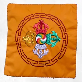Housse de coussin Dorjé vajra brodé safran