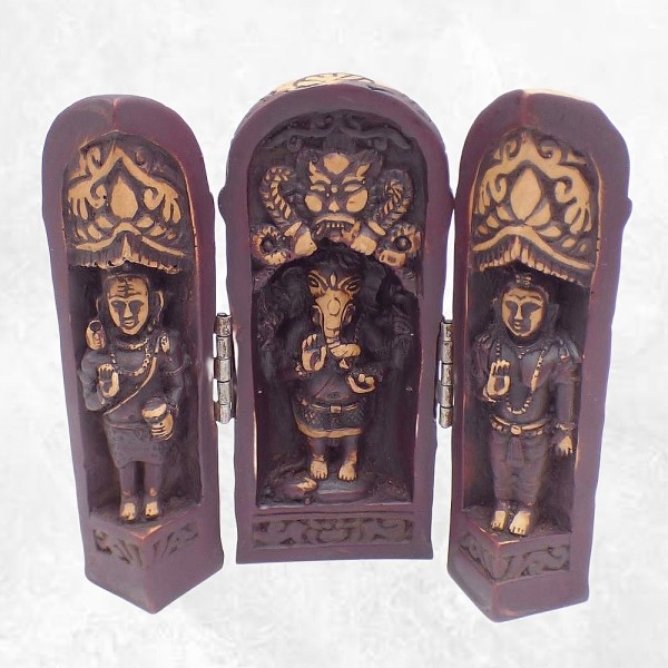 Temple triptyque Ganesh antique 12 cm Stupas, temples tibétains TEMP2