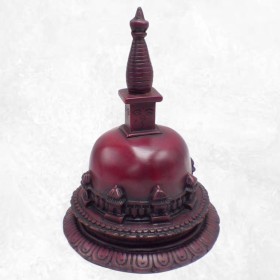 Stupa tibétain rouge forme dôme 19 cm