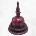 Statuette bouddhiste Stupa tibétain rouge forme dôme 19 cm - Certifié Authentique - Objets rituels bouddhistes