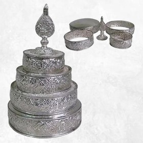 Bols d'offrandes mandala plaqué argent 18 cm