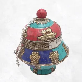 Vase aux trésors boîte à bijoux tibétaine - Artisanat tibétain bouddhiste