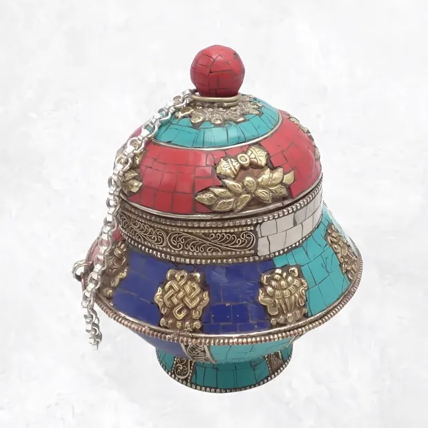 Vase aux trésors boîte à bijoux tibétaine - Artisanat tibétain bouddhiste