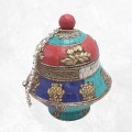 Vase aux trésors boîte à bijoux tibétaine Artisanat tibétain bouddhiste BAB1.2