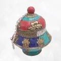 Vase aux trésors boîte à bijoux tibétaine - Artisanat tibétain bouddhiste