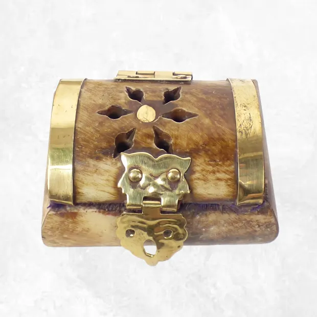 Mini boîte à bijoux en os de yack - Boîte à Bijoux tibétaine