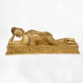Statuette bouddhiste Bouddha allongé couleur sable 31 cm - Statuettes bouddhistes tibétaines artisanales