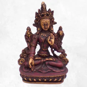 Statuette bouddhiste Tara blanche 15 cm patine antique  - Statuettes bouddhistes tibétaines artisanales