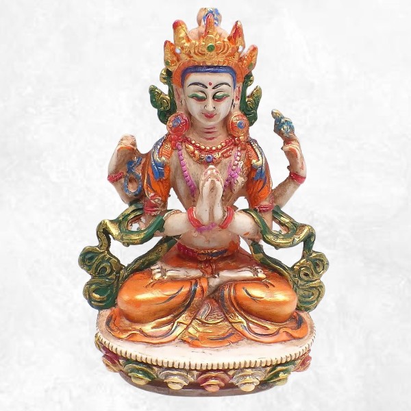 Statuette bouddhiste Chenrezi 15 cm peinte à la main Statuettes Bouddhistes CHEN16