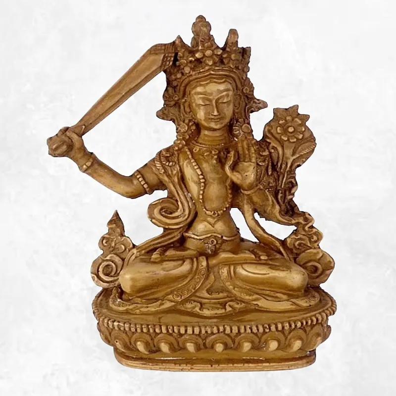 Statuette bouddhiste Manjushri grand modèle 20 cm - Statuettes bouddhistes tibétaines artisanales