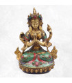Statue Chenrezi laiton et pierres naturelles 15 cm Statuettes Bouddhistes 6048.2