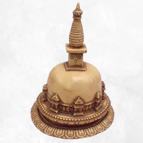 Statuette bouddhiste Stupa tibétain patine naturelle forme dôme 19 cm - Objets rituels bouddhistes
