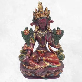 Tara Verte statuette bouddhiste 15 cm - Artisanat Tibétain - Statuettes bouddhistes tibétaines artisanales