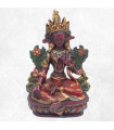 Statuette bouddhiste Tara Verte, résine peinte, 15 cm.