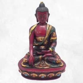Statuette bouddhiste antique Bouddha Sakyamouni 20 cm - Statuettes bouddhistes tibétaines artisanales