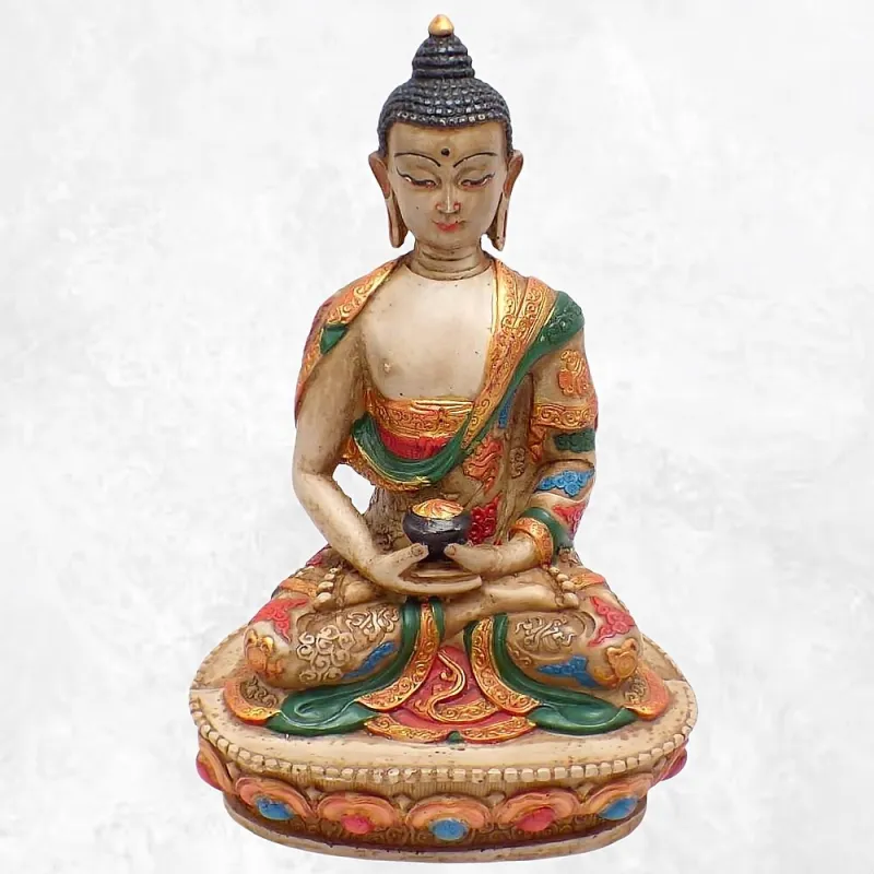 Statuette bouddhiste style antique Bouddha Amitabha 20 cm - Statuettes bouddhistes tibétaines artisanales