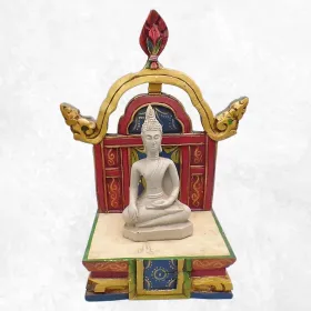 Statuette tibétaine bouddha sur socle 25 cm - Statuettes bouddhistes tibétaines artisanales