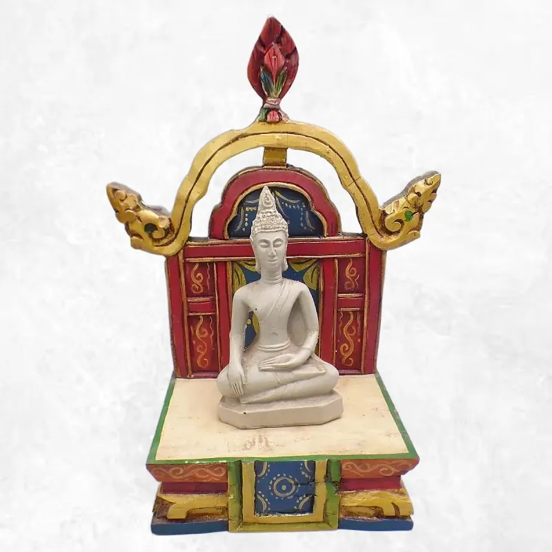 Statuette tibétaine bouddha sur socle 25 cm - Statuettes bouddhistes tibétaines artisanales