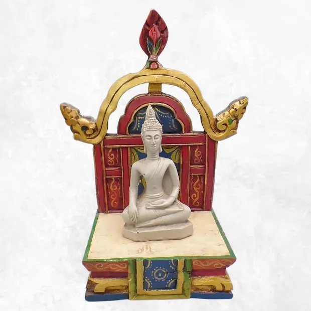 Statuette tibétaine bouddha sur socle 25 cm - Statuettes bouddhistes tibétaines artisanales