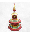 Grand Stupa tibétain en bois peint à la main 36 cm Statuettes Bouddhistes STU11