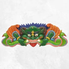 Décoration murale en bois Mahakala peint à la main - Statuettes bouddhistes tibétaines artisanales