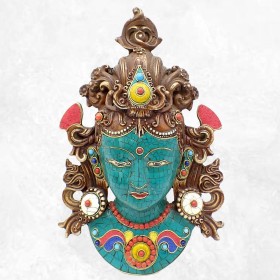 Masque Tara Verte serti de pierres Statuettes Bouddhistes MATV6