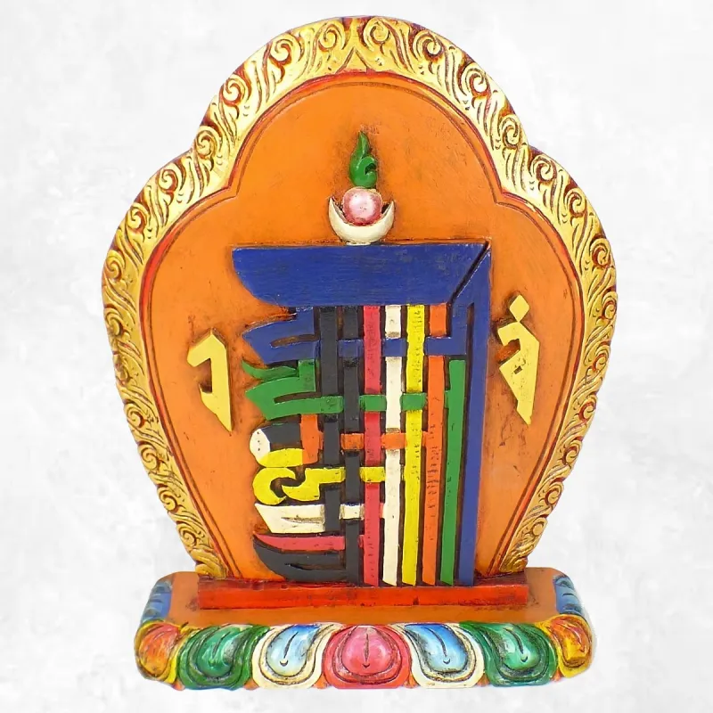 Sculpture bouddhiste sur bois KALACHAKRA - Décoration tibétaine