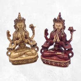 Statuette bouddhiste divinité Chenrezi 20 cm - Statuettes bouddhistes tibétaines artisanales