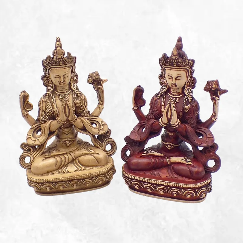 Statuette bouddhiste divinité Chenrezi 20 cm - Statuettes bouddhistes tibétaines artisanales