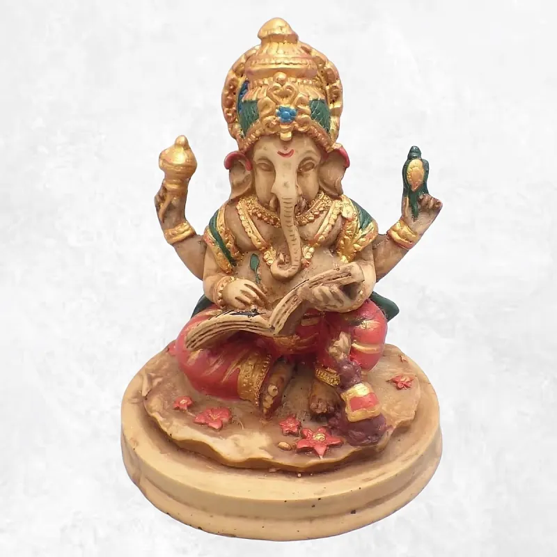 Statuette bouddhiste Sri Ganesh enseignant 12 cm - Statuettes bouddhistes tibétaines artisanales