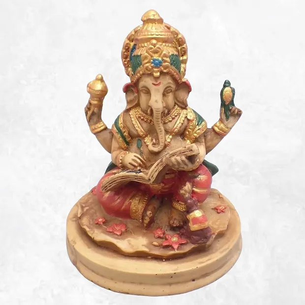 Statuette bouddhiste Sri Ganesh enseignant 12 cm - Statuettes bouddhistes tibétaines artisanales