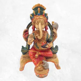 Statuette bouddhiste Dieu Ganesh rouge assis - Statuettes bouddhistes tibétaines artisanales