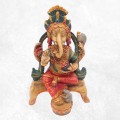 Statuette Ganesh rouge en résine, 13 cm, artisanale du Népal.