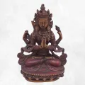 Statuette bouddhiste Chenrezi 4 bras patine antique 16 cm - Statuettes bouddhistes tibétaines artisanales