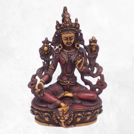 Statuette bouddhiste Tara verte antique 15 cm - Artisanat Tibétain - Statuettes bouddhistes tibétaines artisanales