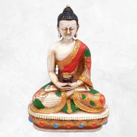 Statuette bouddhiste colorée Bouddha Amitabha 14 cm - Statuettes bouddhistes tibétaines artisanales