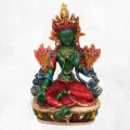 Statuette tibetaine bouddhiste Tara verte 15 cm peinte à la main - Artisanat - Statuettes bouddhistes tibétaines artisanales