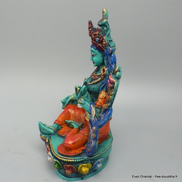 Statuette bouddhiste Tara verte peinte à la main Statuettes Bouddhistes STATV1.1